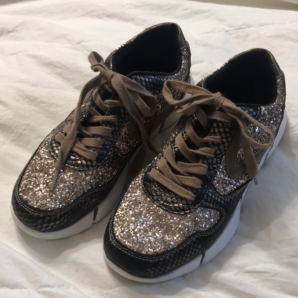 Yellow Box Glitz gold sneakers